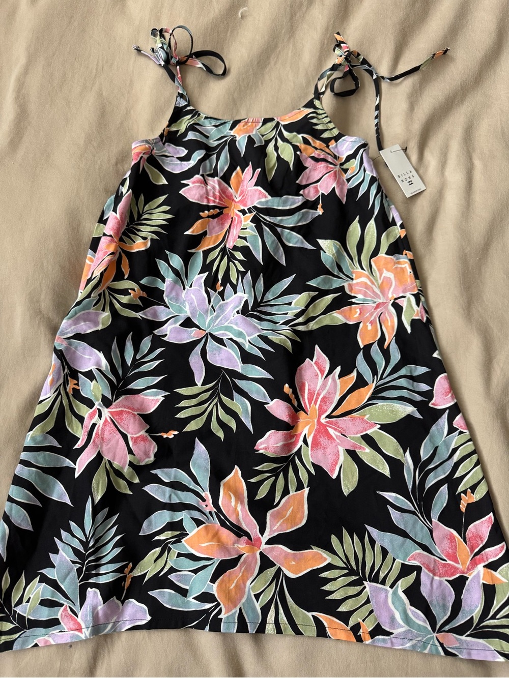 Billabong Black Floral Tie-Shoulder Sundress
